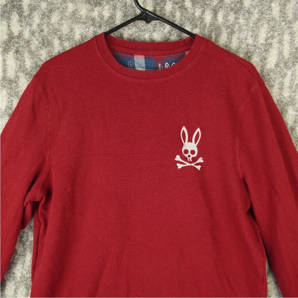 Psycho Bunny Shirt Men Large Red Long Sleeve Crew Neck Sweater EUC - Picture 5 of 9
